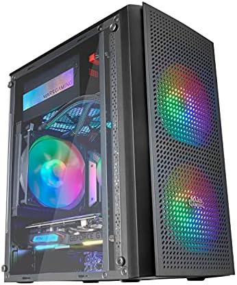 MARSGAMING MCMESHW White Gaming PC Case Micro ATX Total Mesh Design 3x Fans FRGB