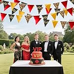 32Ft Hollywood Theme Party Decorations Red Black Gold VIP Star Triangle Flag Fabric Banner Pennant Garland Streamer for Movie Night Birthday Baby Shower Film Show Music Award Party Decor Supplies - Image 5