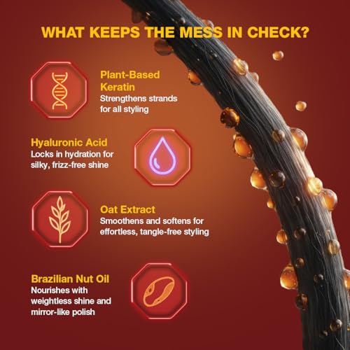 Image of WOW Skin Science Hot Mess Control Heat Protection Mist | 480F HeatShield Styling Spray | Anti-Frizz, Non-Sticky Shine & Style Memory | With Brazilian Nut Oil, Plant-Based Keratin, Oat Extract & Hyaluronic Acid | 150ml
