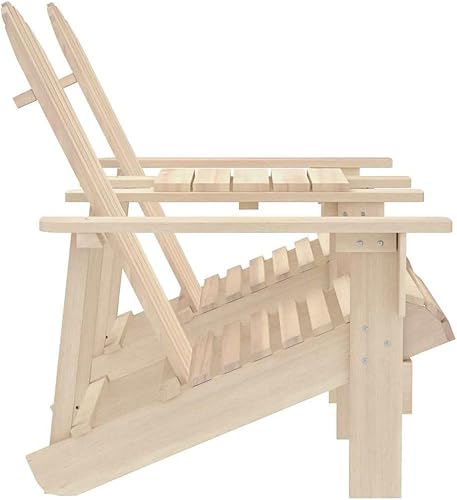 Miniatura 4 de Garden Chair Natural Wood Solid Fir Wood, Ergonomic Adirondack Outdoor Seating for Front Porch, Small Patio Furniture Set
