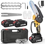 Fowok チェーンソー 充電式 電動ノコギリ【鈴木造園会社監修】残量表示 250000RPM/min コードレス ポータブル 4000mAhバッテリ一*2 強力ブラシレスモーター 軽量 片手で使う 充電式チェーンソー 防風ゴーグルと手袋が付属 木工切断/枝切り/庭木の剪定/竹を切る/園芸用品 日本語取扱説明書 オイル不要