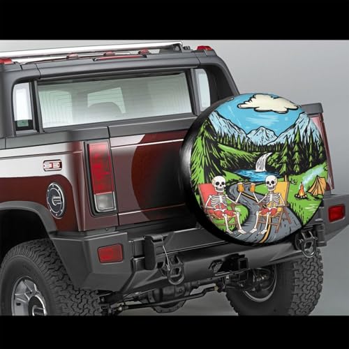 Image of Skull Camping Spare Tire Cover-Cute Funny Waterproof Universal Spare Wheel Tire Covers Fit for Rv SUV Truck Camper Travel Trailer Accessories,16 inch