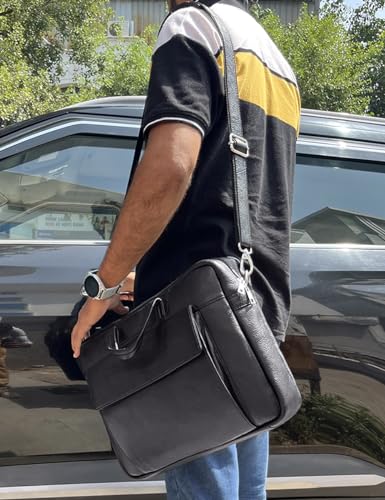 Image of RUSTIC TOWN Premium Leather Crossbody Messenger Bag - Stylish and Versatile - Gift for Professionals