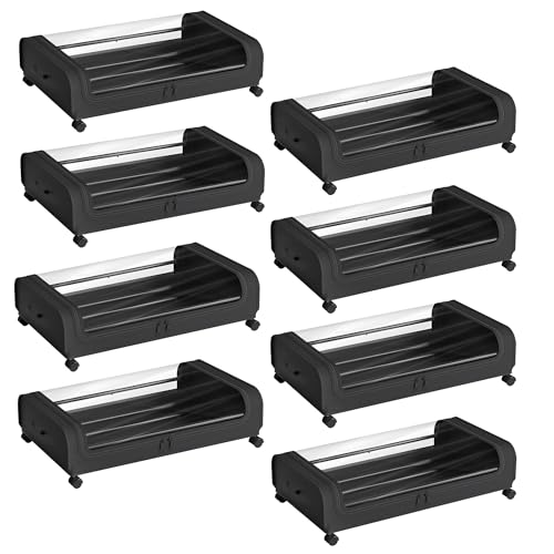 Image of Nayasa Under Bed Storage Box | Storage Organizer | Ideal For Small Space Clothes Storage | Clothes, Shoes, Toys, Books With Clear Cover | Lockable Wheels | Set of 8 | Black
