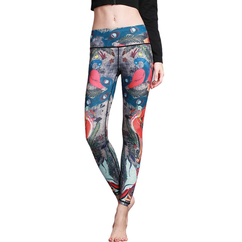 Women's Long Yoga Pants Sports Leggings Running High Waist Stretch Fitness Trousers Tummy Control Workout (M,Lovebird)