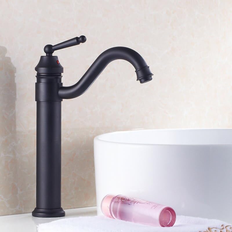 Mélangeur de salle de bains noir et or à levier unique pour lavabo pont monté