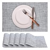marysgift Juego de 6 manteles individuales lavables y lavables resistentes al calor, antideslizantes, para el hogar, cocina, restaurante, boda, color gris