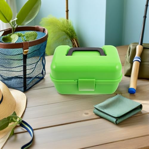 Boîte à pêche compacte verte à 2 niveaux pour matériel et leurres - 6