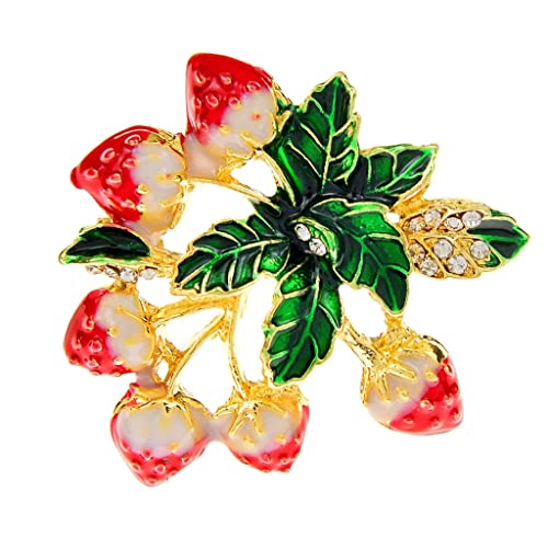 Broches en émail strass pour femmes motif fruits colorés