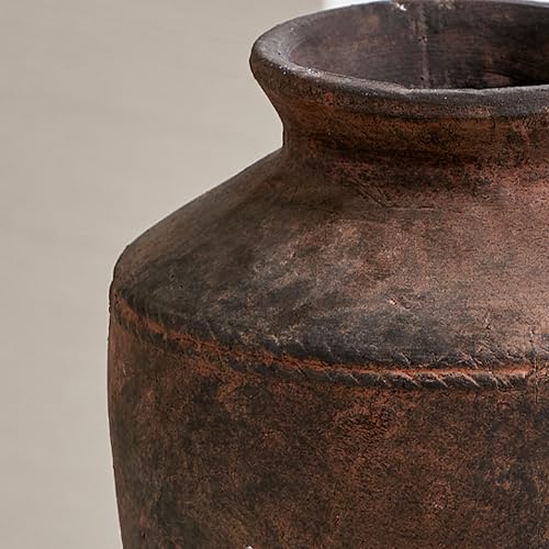LB2 Ceramic Rustic Vase, 13.6" Tall Zen Style Terra Cotta Pitcher, Distressed Farmhouse Decor, Pottery Decorative Flower Vase for Home, Table, Living Room - Image 3