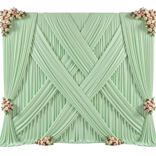 10ft x 7ft Sage Green Backdrop Curtain for Wedding Baby Shower Wrinkle Free Backdrop Drapes Panels for Parties Bridal Shower Birthday Photo Photography Polyester Fabric Background Decoration by Suppromo - Image 9