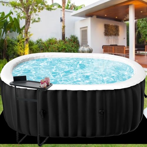 Inflable Tubo caliente 2-4 personas 190 x 120 x 63.5 cm 2400W Bañera Inflable Tub con Bocas de aire, Tapa Aislada, Alfombra y bomba de calefacción interior al aire libre Spa Piscina (elíptica)