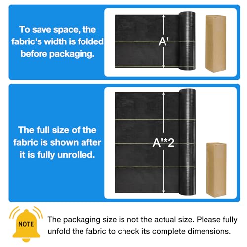 Sunocity 4ft x300ft Black Weed Barrier Landscape Premium Fabric-Heavy Duty Woven Ground Cloth with Superior Permeability Weed Control Convenient Design