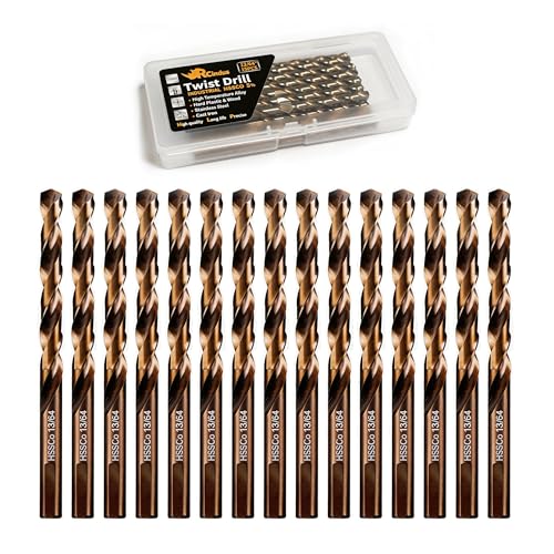 RCINDUS (15PCS) 13/64 Cobalt Drill Bit HSS M35 Metal Drill Bits for Steel Stainless Steel Cast Iron Hard Plastic and Wood