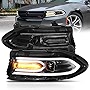 AmeriLite Square Projector Dual LED Signal DRL Light Tube Headlight Pair for 2015-2022 Dodge Charger - Passenger and Driver Side