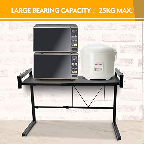 Ripiano per Microonde Ripiano per Panettiere Espandibile, Espandibile Scaffale per Microonde in Metallo Ripiano per Tostapane con 4 Ganci Rimovibili per Cucina Forno Scaffale da Cucina Portaspezie - Image 3