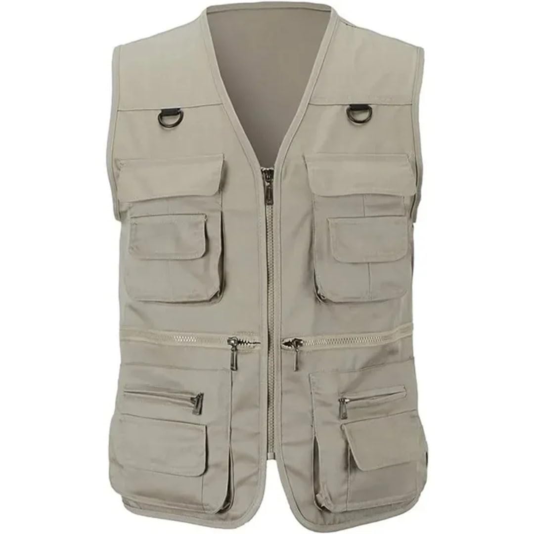 Primavera Autunno Uomo Gilet Da Pesca All'aperto Multi-Tasca Senza Maniche Gilet Tattico Caccia Escursionismo