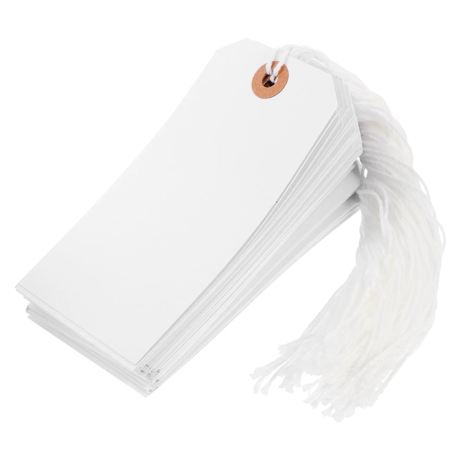 Lot de 200 étiquettes de prix vierges avec ficelle - Étiquettes de prix inscriptibles à suspendre - Carton pour bijoux, vêtements, chaussures, cadeau, inventaire de vente au détail pour affichage du