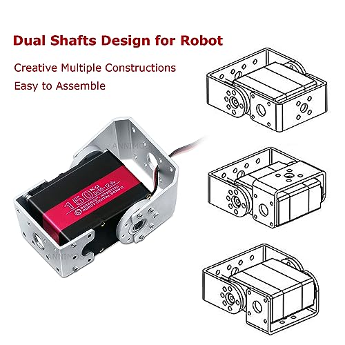 ANNIMOS 150KG Robot Servo Motor with Mount Brackets12V High Voltage High Torque Steel Gear Large Digital Steering Servos - Image 3