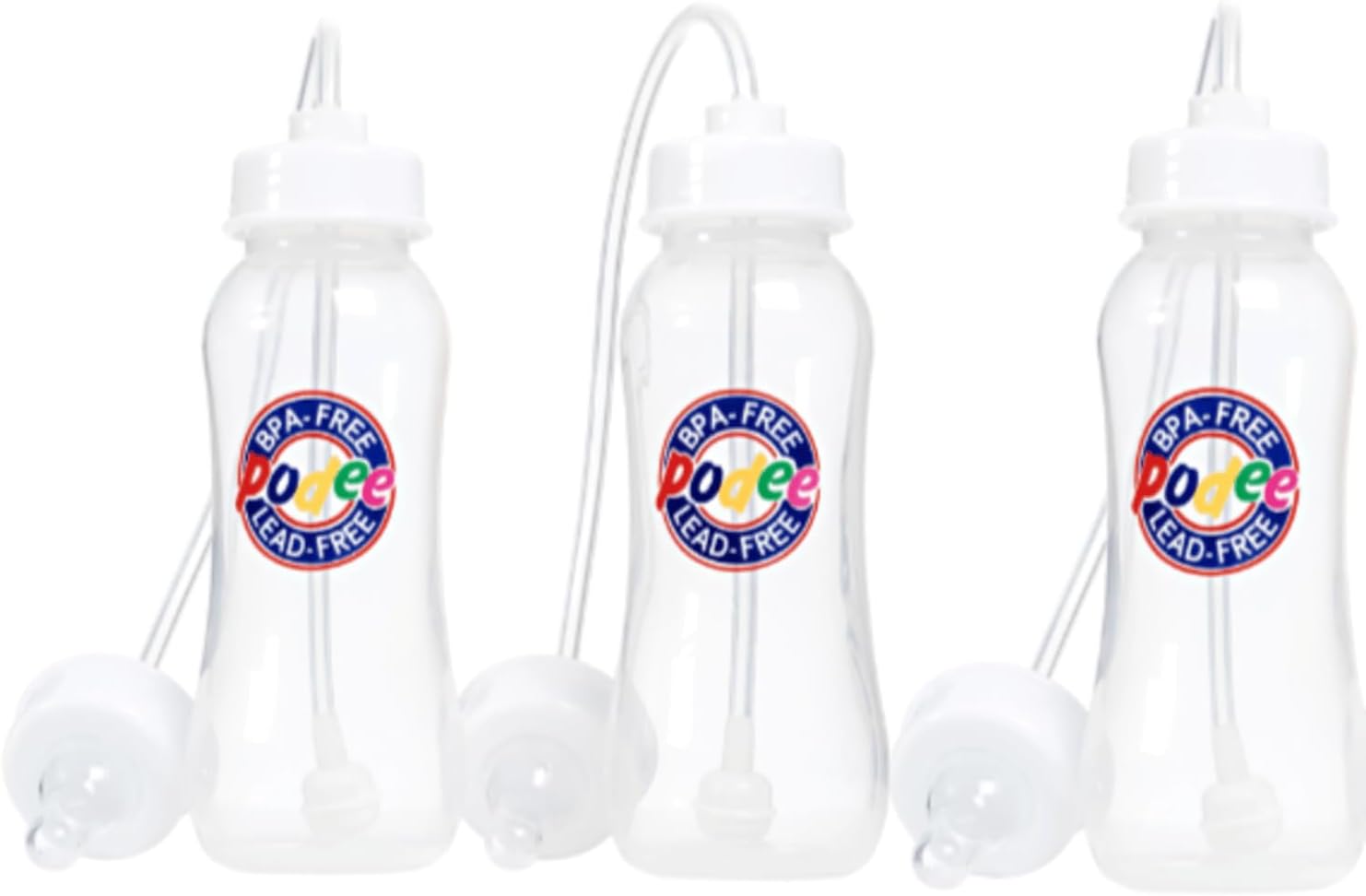 Hands-Free Baby Bottle - Anti-Colic Self Feeding Baby Bottle System 9 oz (3 Pack - Podee Classic)