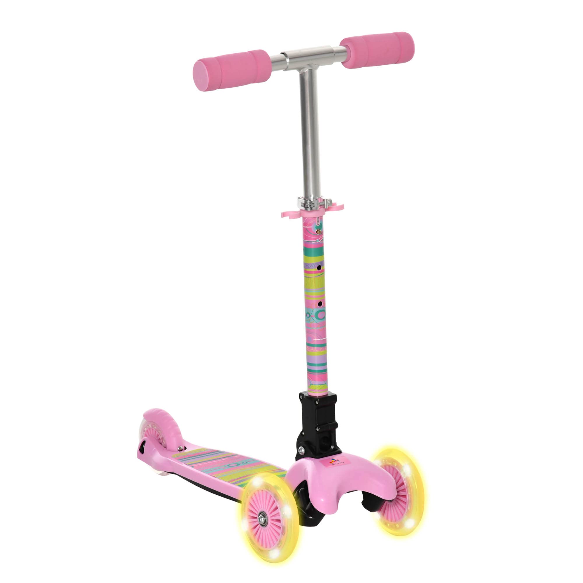 AosomKick Scooter for Kids, Foldable Children's Scooter with 3 Wheels, Adjustable Height, and Flashing LED for Boys and Girls