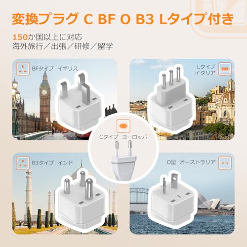 TESSAN 変圧器 600W 海外旅行用 純正弦波 220Vから100V 変圧器付き変換プラグ BF/O/L/B3/Cタイプ 1.2M延長コード付 PD35W QC30W急速充電 イギリス オーストラリア 韓国 ヨーロッパ イタリア インド対応