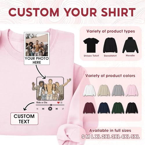 Custom Embroidered Sweatshirt – Picture Upload for Couples, Family, or Friends – Style 22