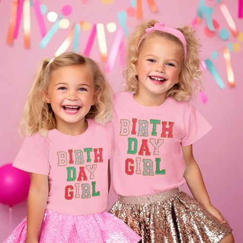 Birthday Girl Shirt for Toddler Kids Sequins Birthday Outfit T-Shirt Cute Summer Party Gift Tee Tops 2-6 Years3