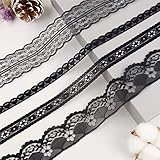 Black Lace Trim Roll Sewing Lace Ribbon, Assorted Lace Fabric for Crafts Bridal Wedding...