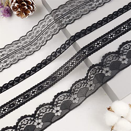 ZNZAKKA Black Lace Trim 20 Yards Sewing Lace Ribbon for Crafts Bridal Wedding Decorations Bouquet and Gift Packaging