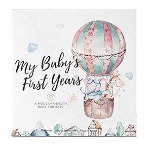 First 5 Years Baby Memory Book Journal – 90 Pages Hardcover First Year Keepsake Milestone Baby Book for Boys, Girls…