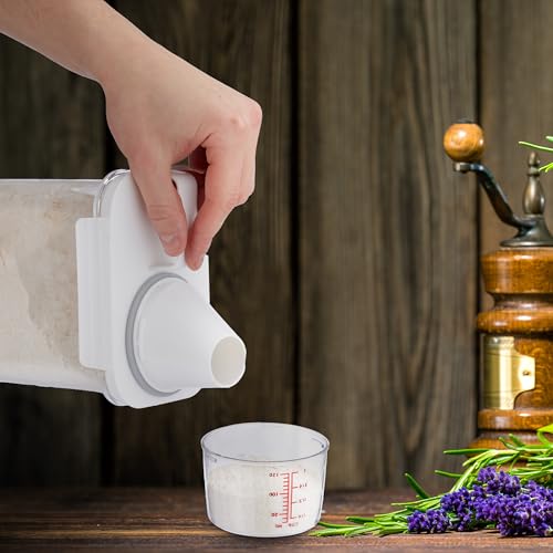 Relaxdays Futter Aufbewahrungsbox, Messbecher, luftdichter Deckel, 1,8 l, Trockenfutter, Müsli, Waschpulver, transparent