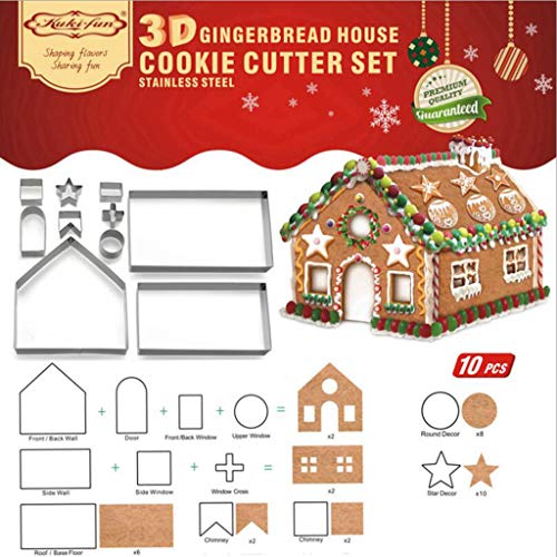 ATORSE® 10Pcs Gingerbread House Cookie Cutter Biscuit Pastry Cake...