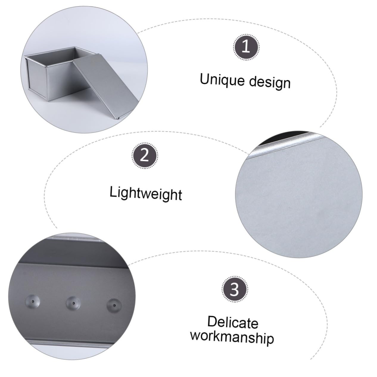 Rechteckige Toastform aus Aluminiumlegierung mit Deckel, Silber, 1 Stück