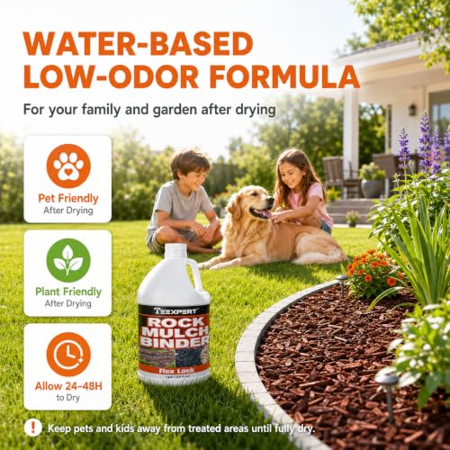 Mulch Binder Rock Glue for Landscaping Pea Gravel Binder 2 Gallon Max Cover Strong Mulch A - image 4