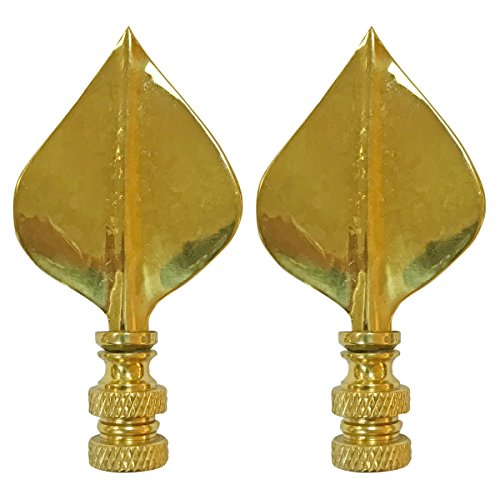 Image of Royal Designs Spade Leaf 2.5 inch Lamp Finial for Lamp Shade, Polished Brass - Set of 2