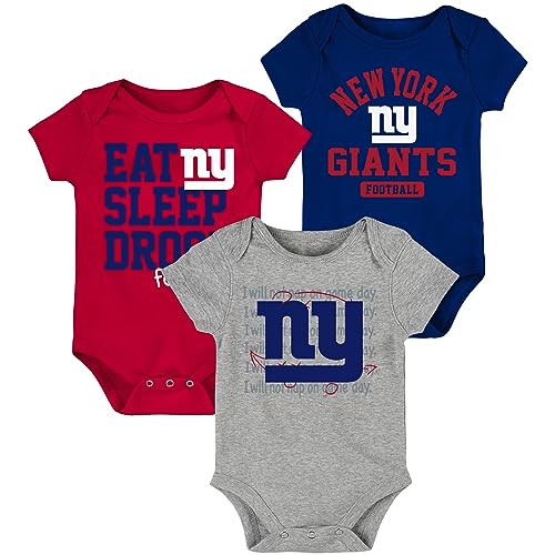 Image of Outerstuff Newborn & Infant Royal/Red New York Giants Eat Sleep Drool Football Three-Piece Bodysuit Set