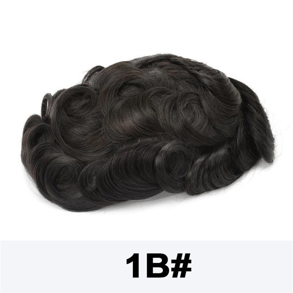 Tupecik męski Peruka Afro dla Czarnych Mężczyzn, 7" z Ludzkich Włosów Dreadlock Fine Mono PU Wokół Męskiej Protezy Naturalne Czarne Włosy Remy System Zastępczy Jednostki Treski(8x11)