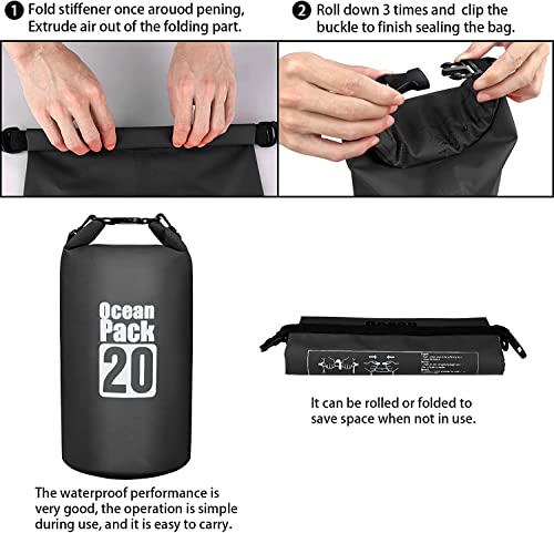 Image of Waterproof Dry Bag with Phone Case, 2L /3L /5L /10L /15L /20L /30L, Floating and Lightweight Bags for Kayaking Rafting Boating River Trekking-Multi Color (20 Liter)