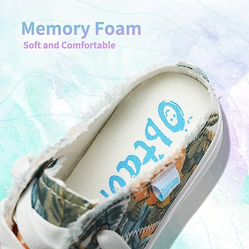 Image of Obtaom Women Canvas Mules Memory Foam Clipper Fashion Sneakers Comfortable Slip-On Mule Backless Holiday Shoes