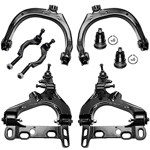 Image of Detroit Axle - 8pc Front Suspension End Kit for Chevrolet Trailblazer GMC Envoy 2 Lower Control Arms w /Ball Joints 2 Upper Control Arms 2 Upper Ball Joints 2 Outer Tie Rods Replacement