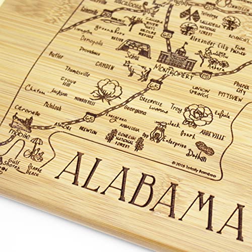 Image of Totally Bamboo A Slice of Life Alabama Engraved Map Cutting Board