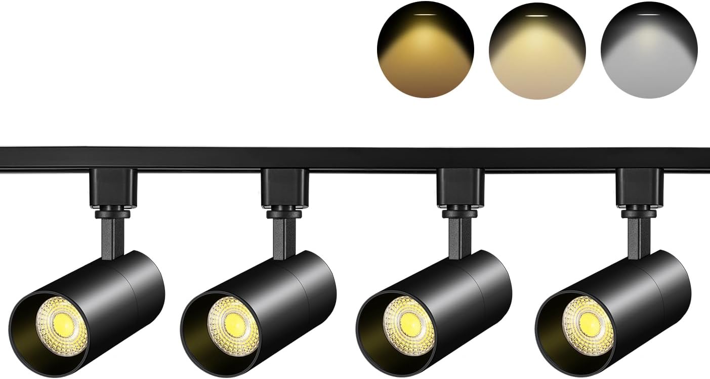 VANoopee 3Color 4Light LED Track Lighting Kit with 3.3FT H Type Track