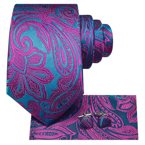 Image of Hi-Tie Mens 70inches Tie Set Extra Long Necktie for Men Cufflinks Handkerchief Big Tall Men Business Wedding