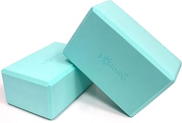 Sol Living Yoga Blocks 2 Pack High Density EVA Foam Yoga Cushion Stretching Pilates Meditation Exercise Equipment Support Deepen Poses Odor Free Non Slip Yoga Accessories - 4" x 6" x 9"- Turquoise
