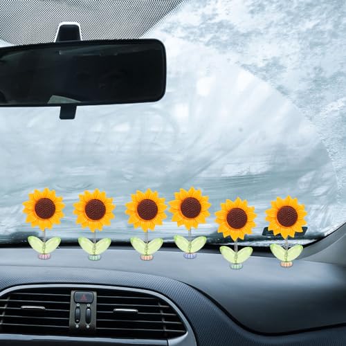 NQEUEPN 10St Sonnenblumen Deko, Armaturenbrett Deko Wackelköpfe für das Armaturenbrett des Autos, Ornamente, Dekorationen, Zubehör für den Innenraum