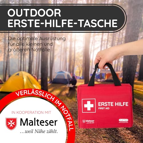 Erste Hilfe Set gefüllt mit Sofort-Kältekompressen, Rettungsdecke und Pflastersortiment/Erste Hilfe Tasche für Zuhause, Auto, Outdoor, Wandern und Reisen - Notfallset für Unterwegs – Bild 3