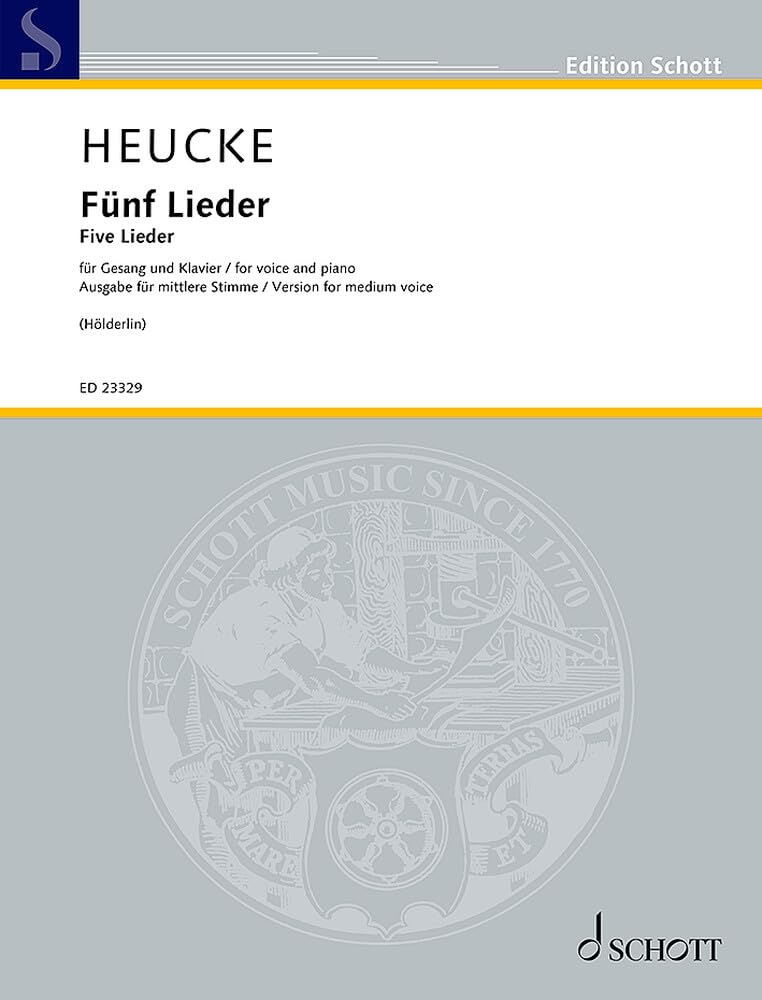 Partition Fünf Lieder op. 99 Hölderlin pour voix moyenne et piano en édition séparée