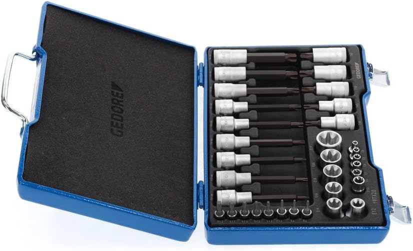GEDORE 19 TX 20 Screwdriver bit Socket Set 1/2"+1/4" 34 pcs TORX