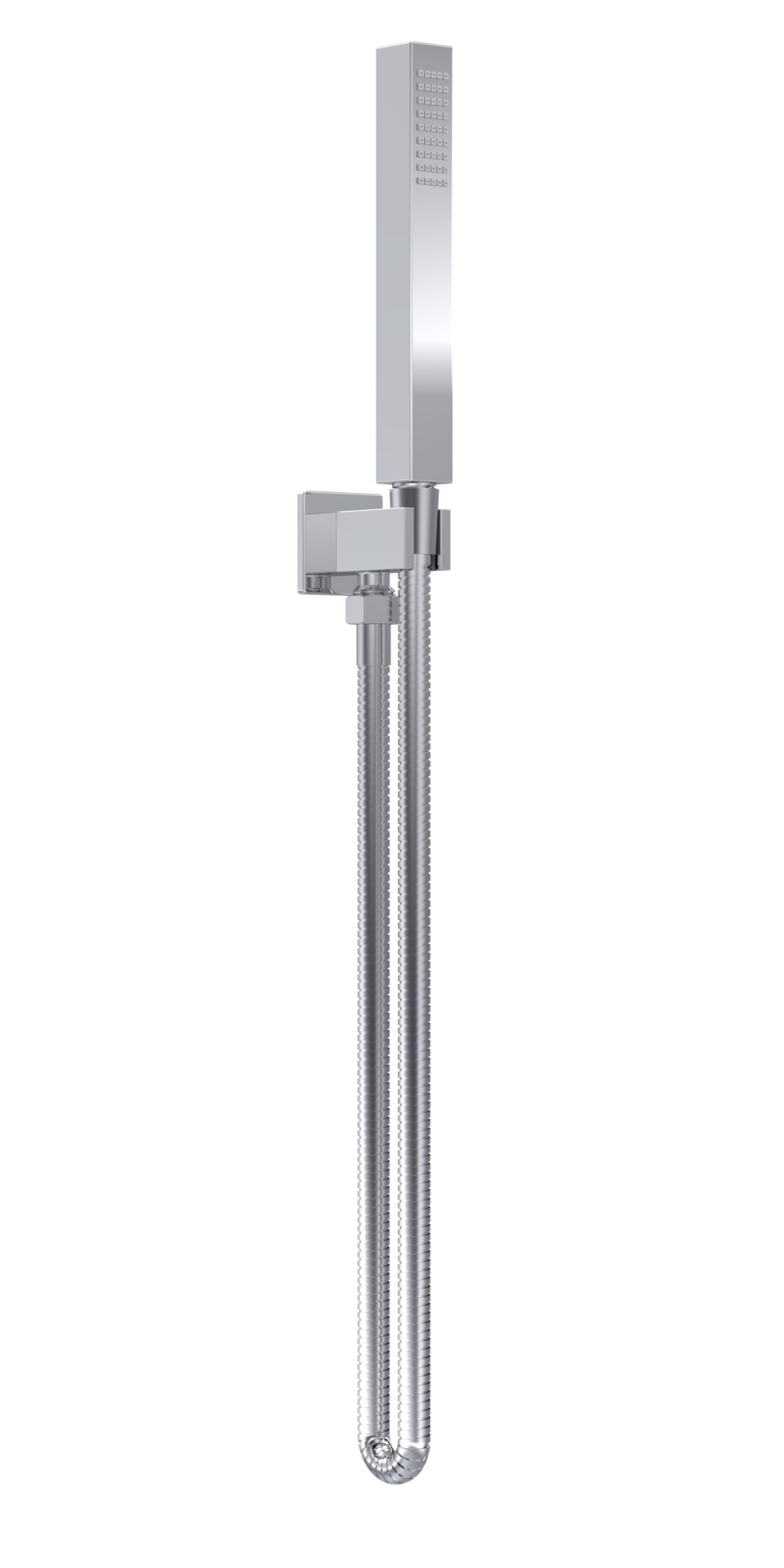 Nuie Chrome Square Outlet Elbow With Parking Bracket And Shower Handset Kit | | Brass | 25Mm X 1700Mm X 55Mm